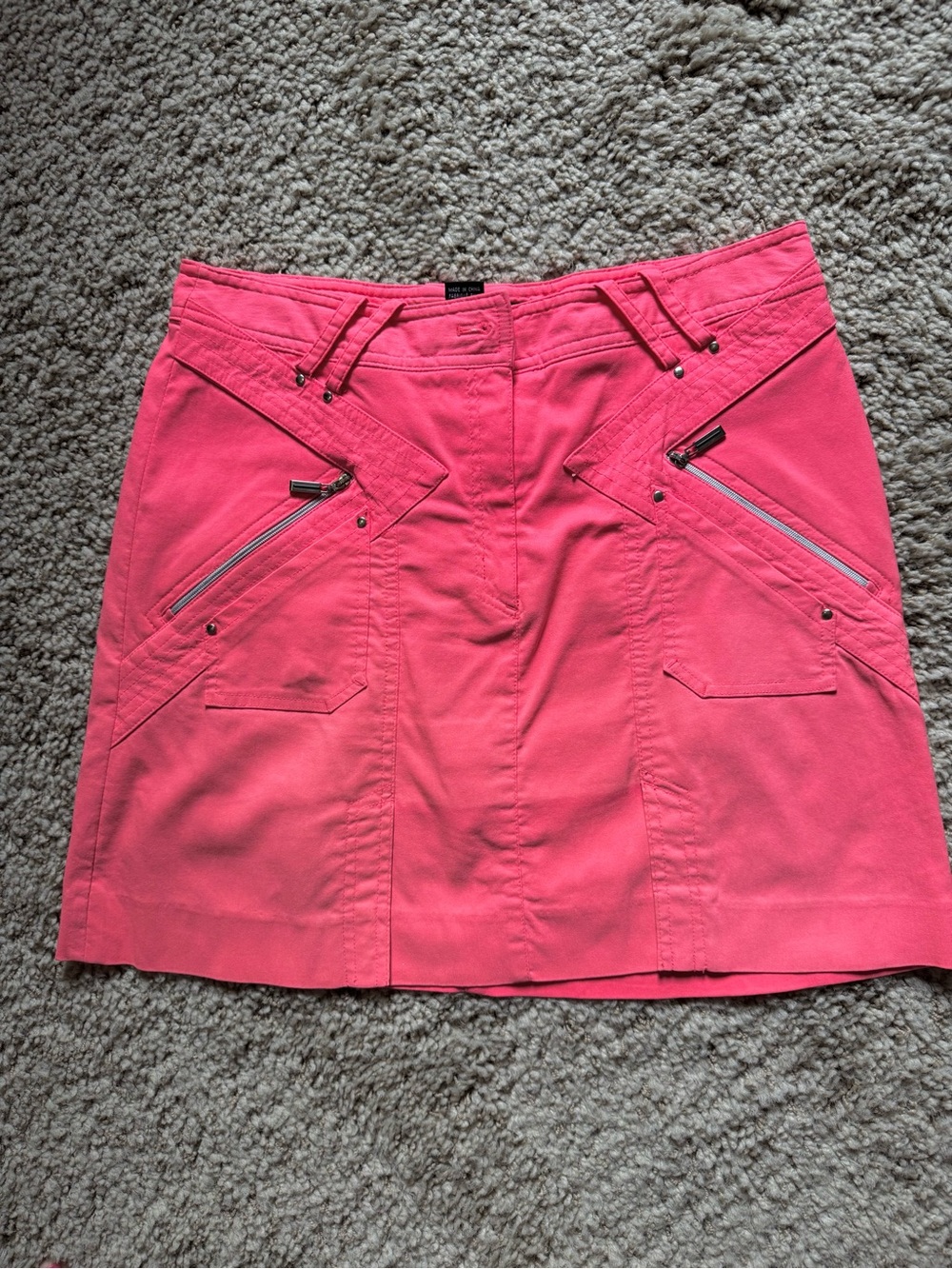 jamie sadock Hot Pink Zip-Pocket Mini Skirt